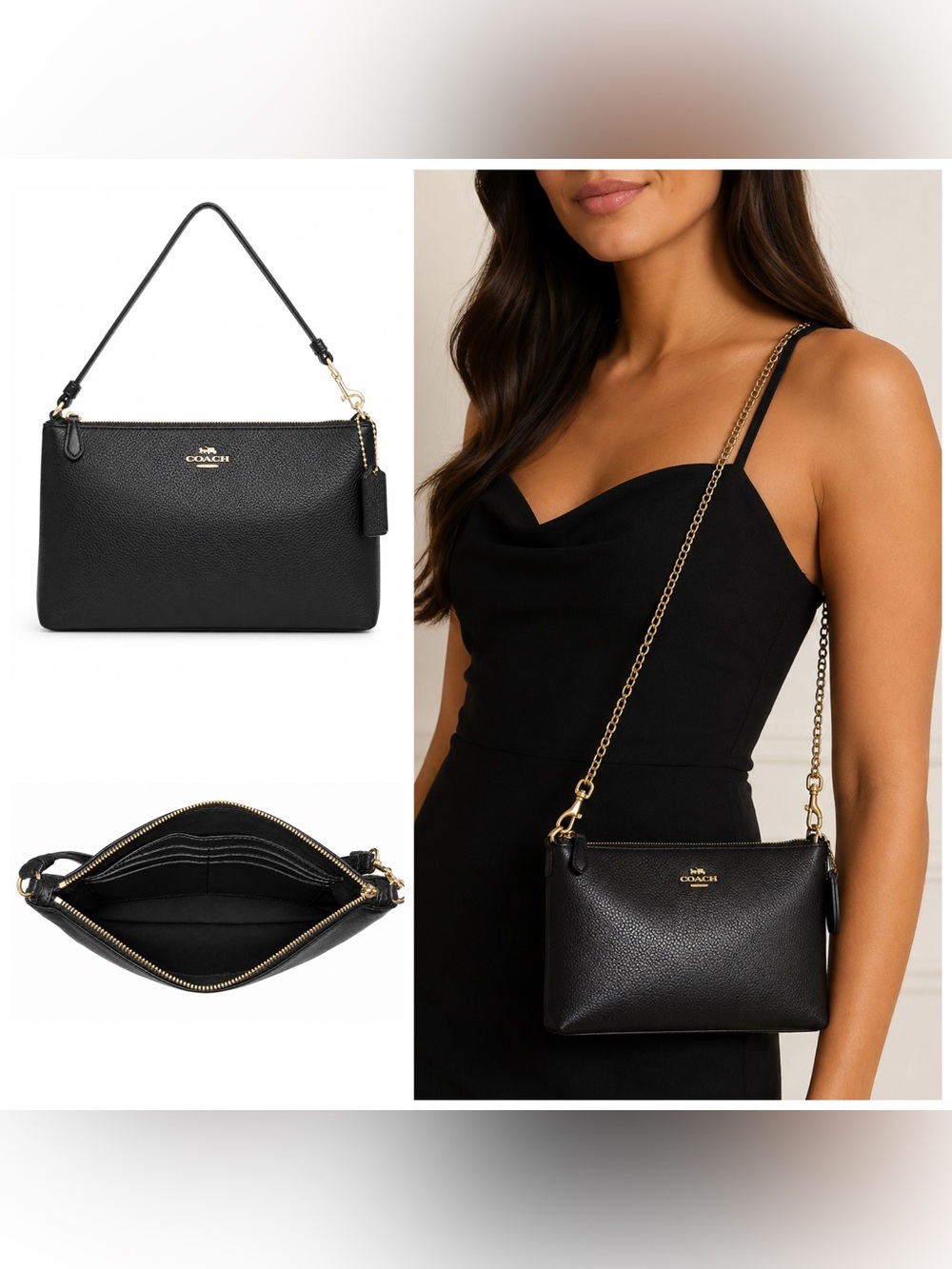 Coach. 4 Piece: Large Wristlet 25 with Free Eyeglasses, Bow Charm & Chain Strap. - Picture 2 of 16